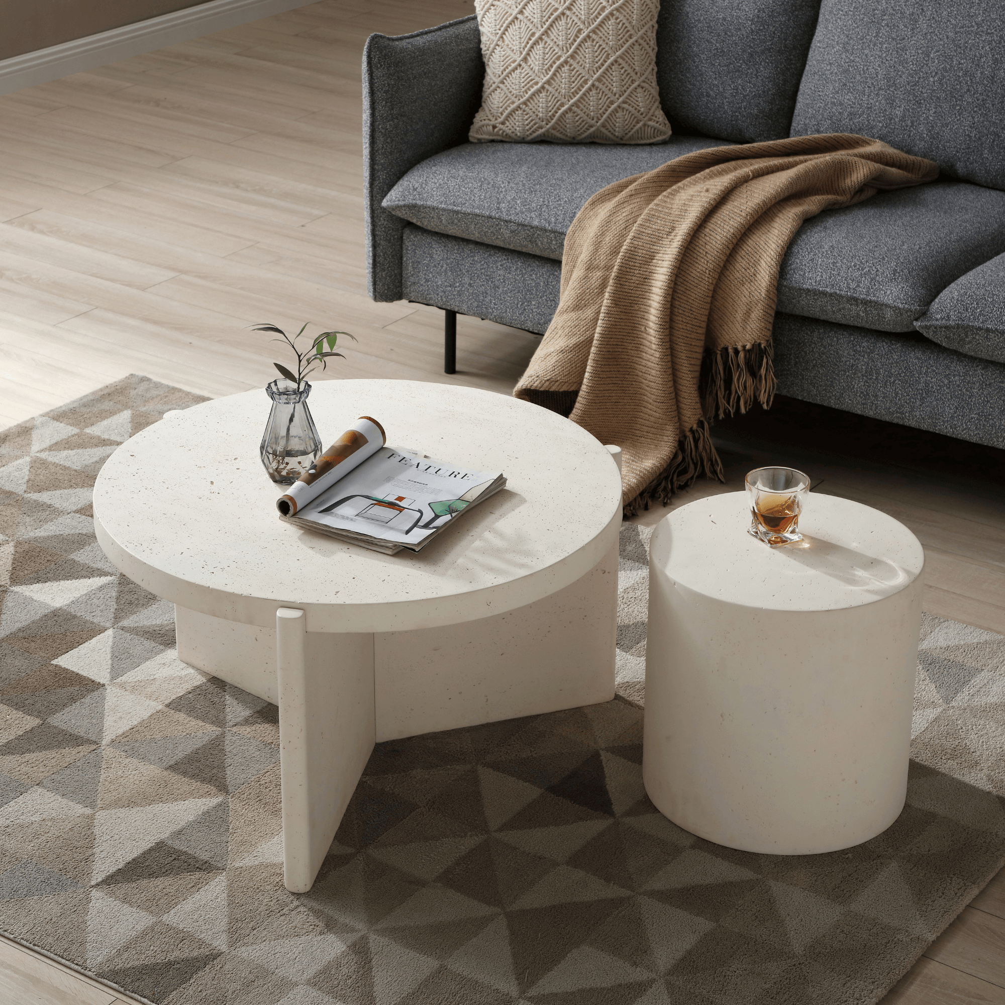 Delos Modern Coastal Table Living Collection