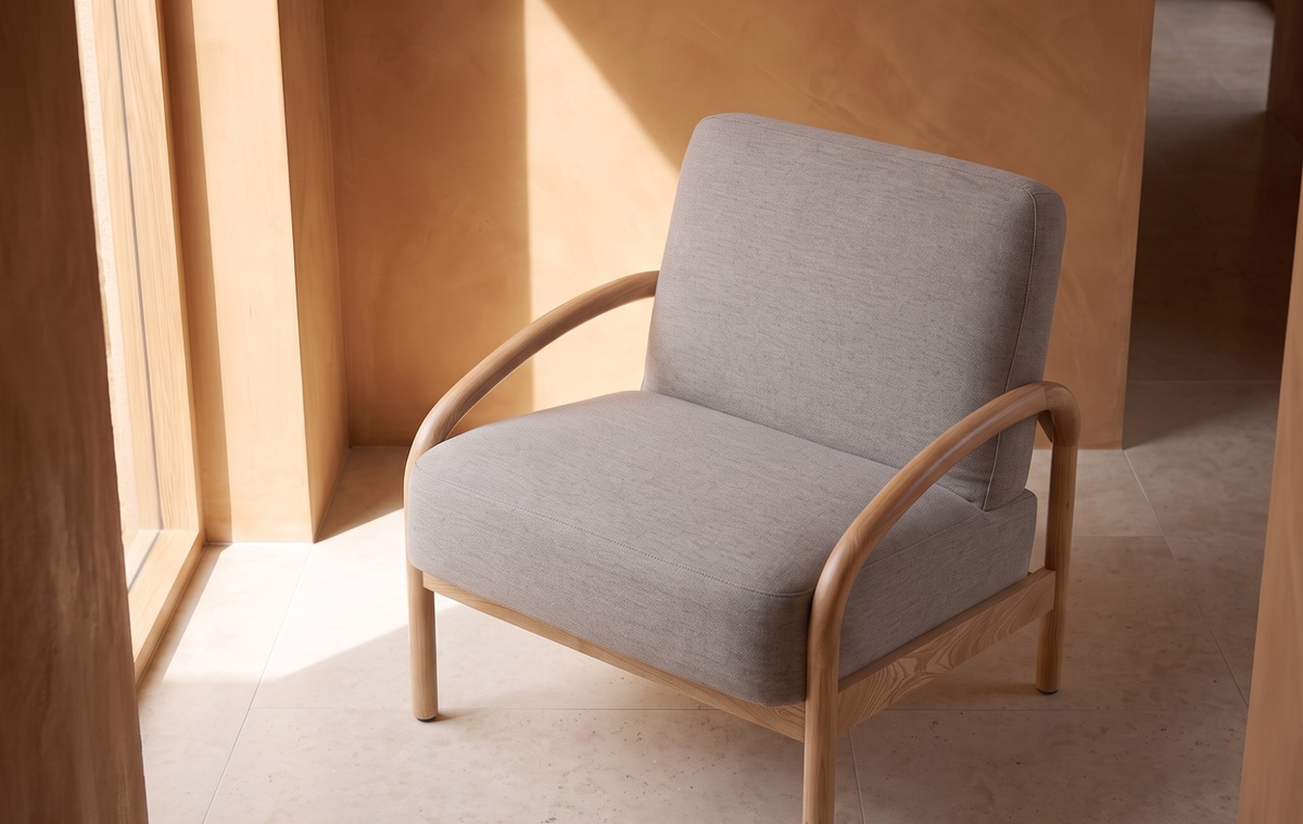 Seek & Ramble Accent Chair Luna Upholstered Armchair Oatmeal Stone