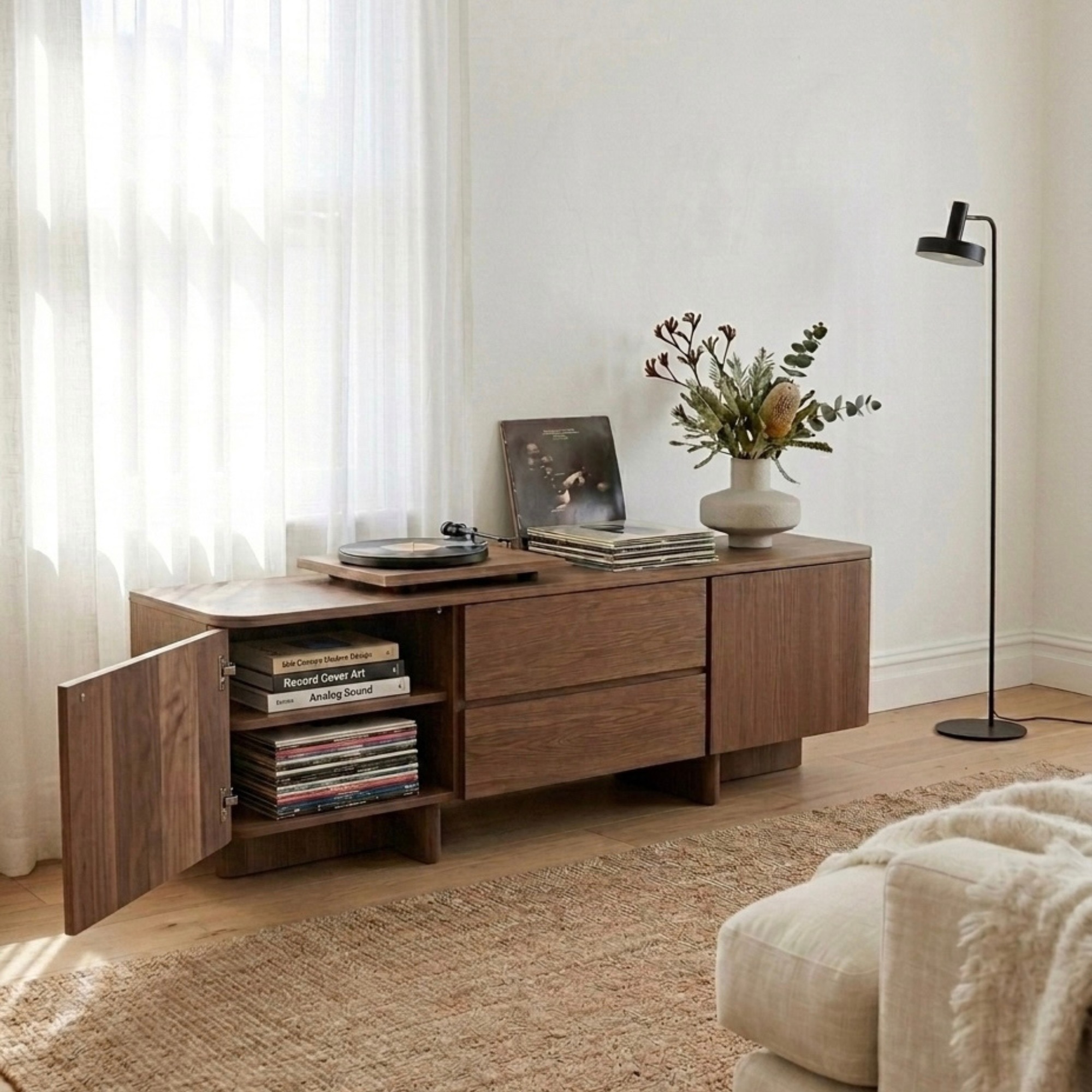 Seek & Ramble Cabinets Kiama 1.8m 2 Door Entertainment Lowline Walnut