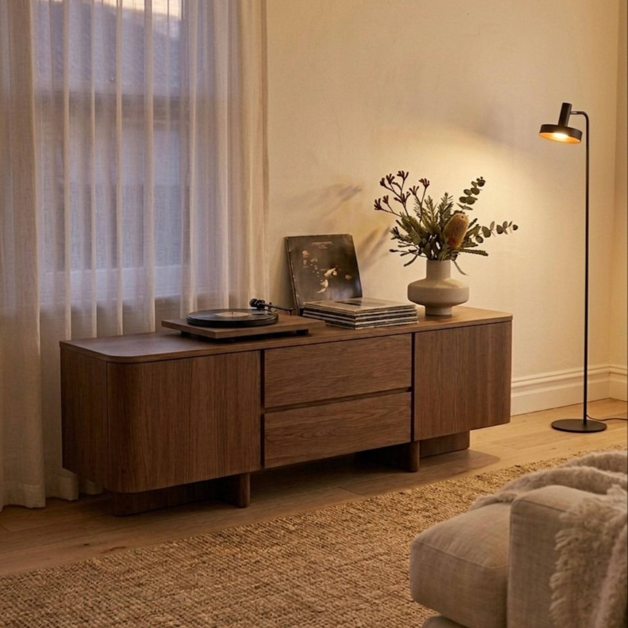 Seek & Ramble Cabinets Kiama 1.8m 2 Door Entertainment Lowline Walnut