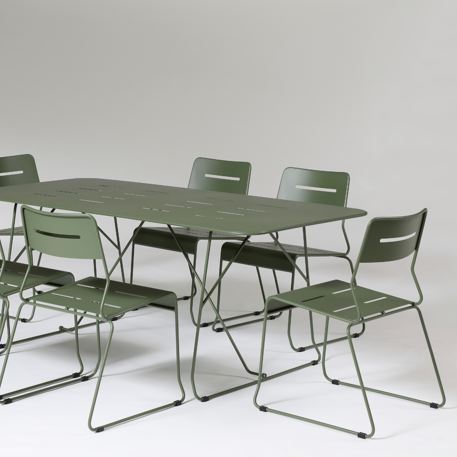 Parco Outdoor 7Pce Dining Table and Chairs Olive