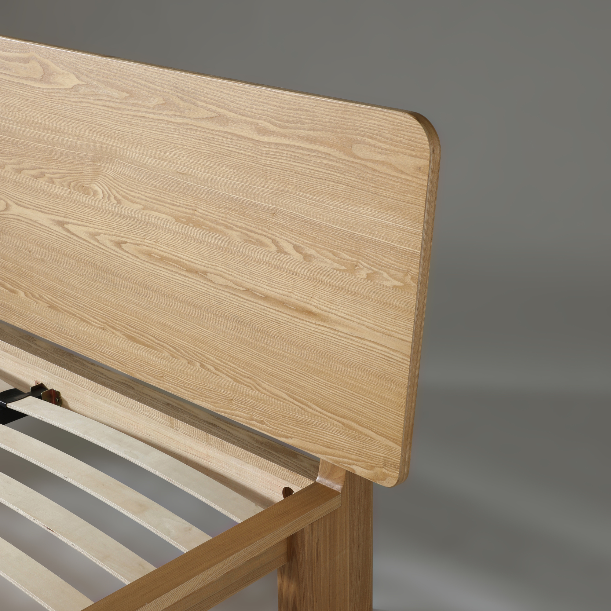 Natural ash queen size bed headboard showcasing modern coastal design and high-quality construction.