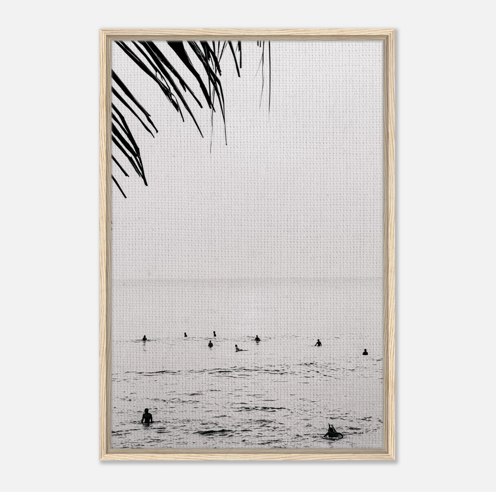 Seek & Ramble Canvas Bali Surfers Ocean Coastal Serene Framed Canvas Print - Black & White Art 60x90cm