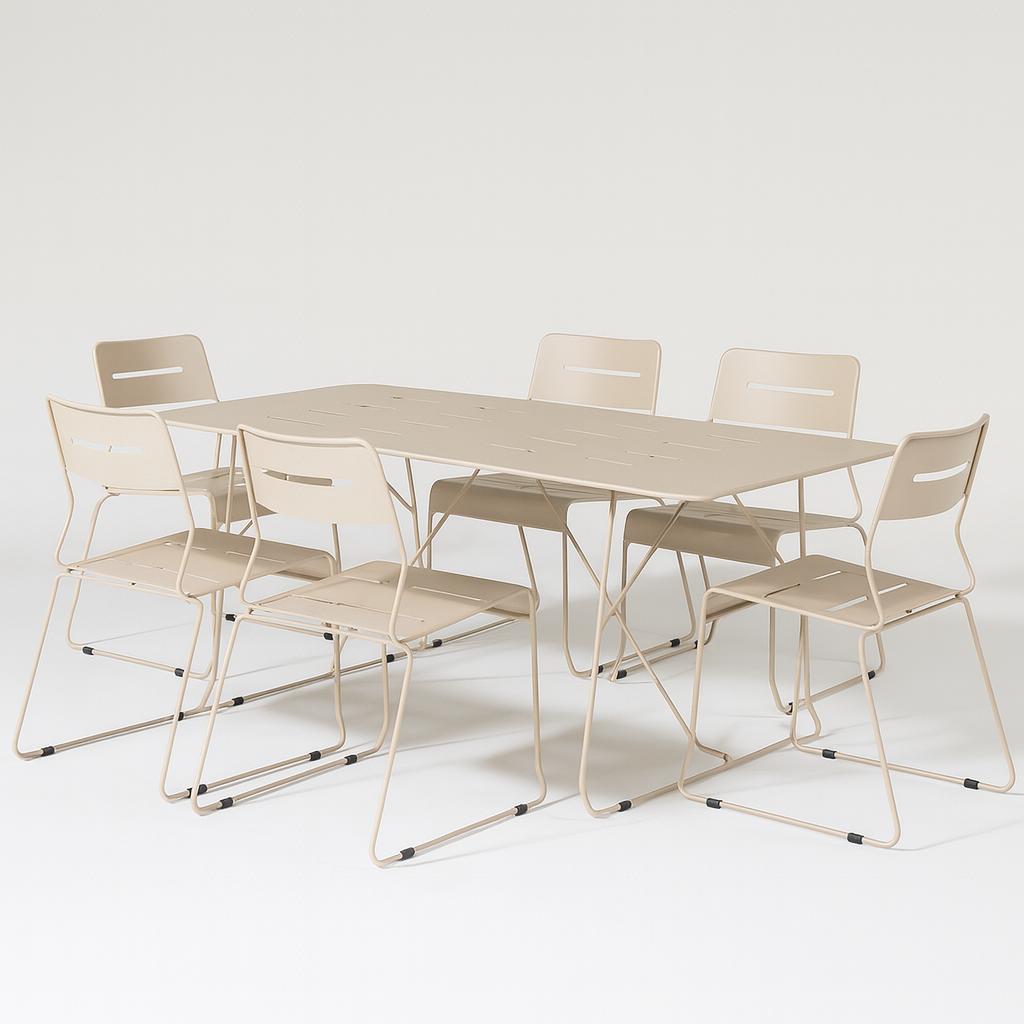 Parco Outdoor 7Pce Dining Table and Chairs Sand