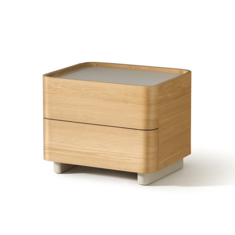 Xara 2 Drawer Bedside Natural Ash & Warm Grey