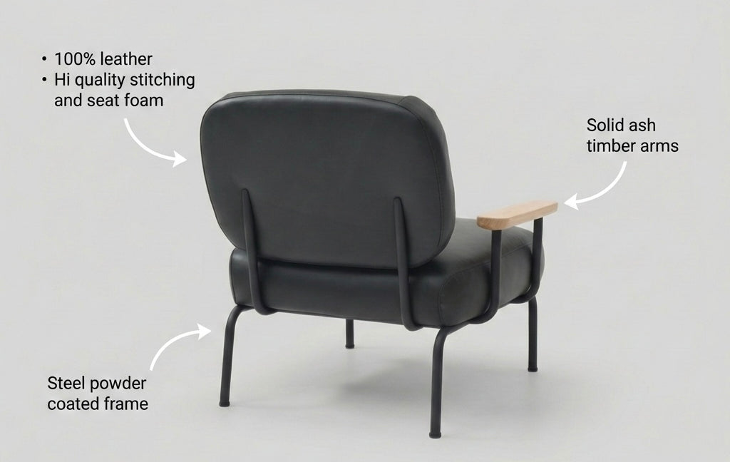 Seek & Ramble Accent Chair Mattia Armchair Leather Black