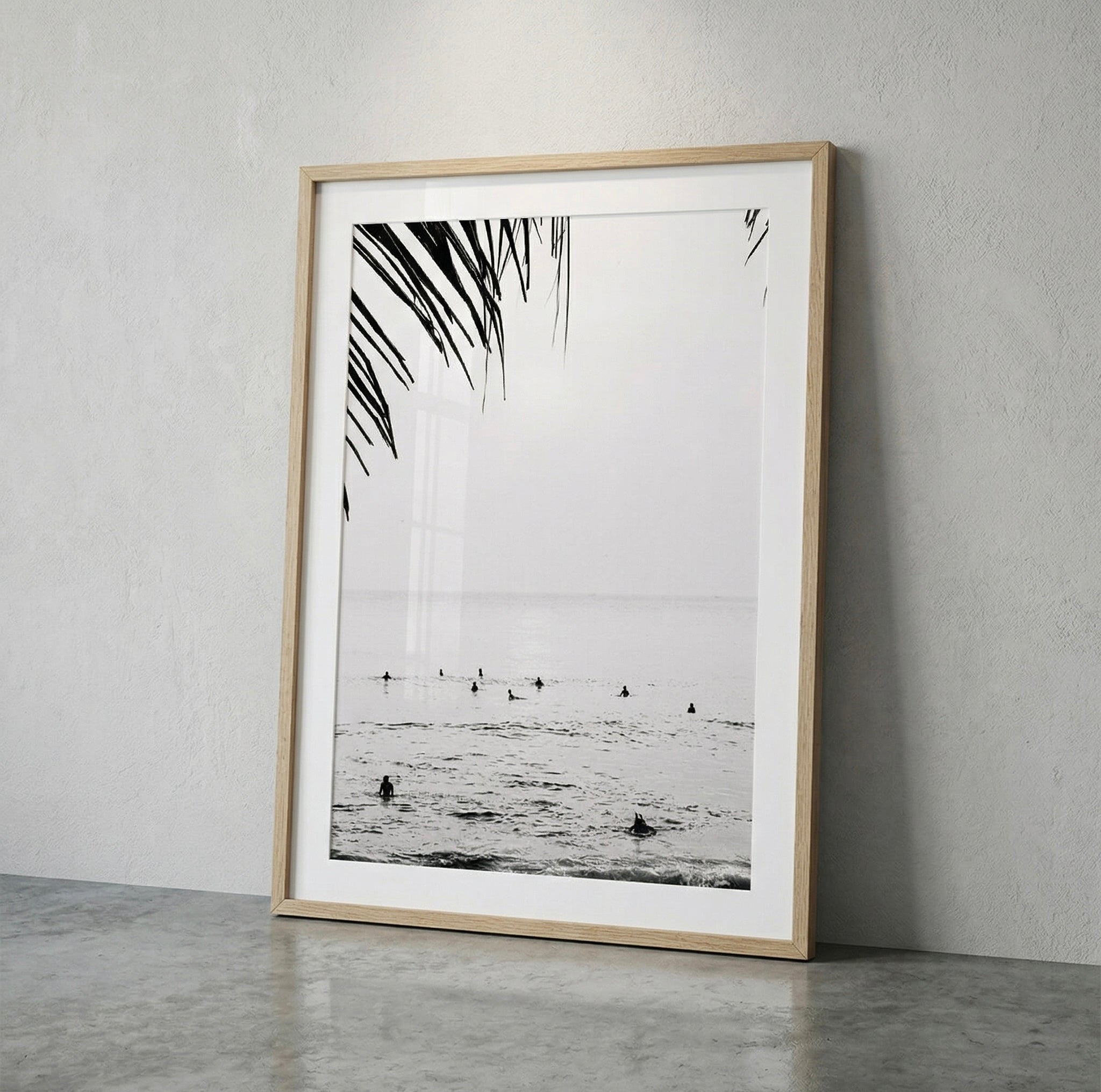 Seek & Ramble Framed Black and White Bali Canggu Surfers Framed Print