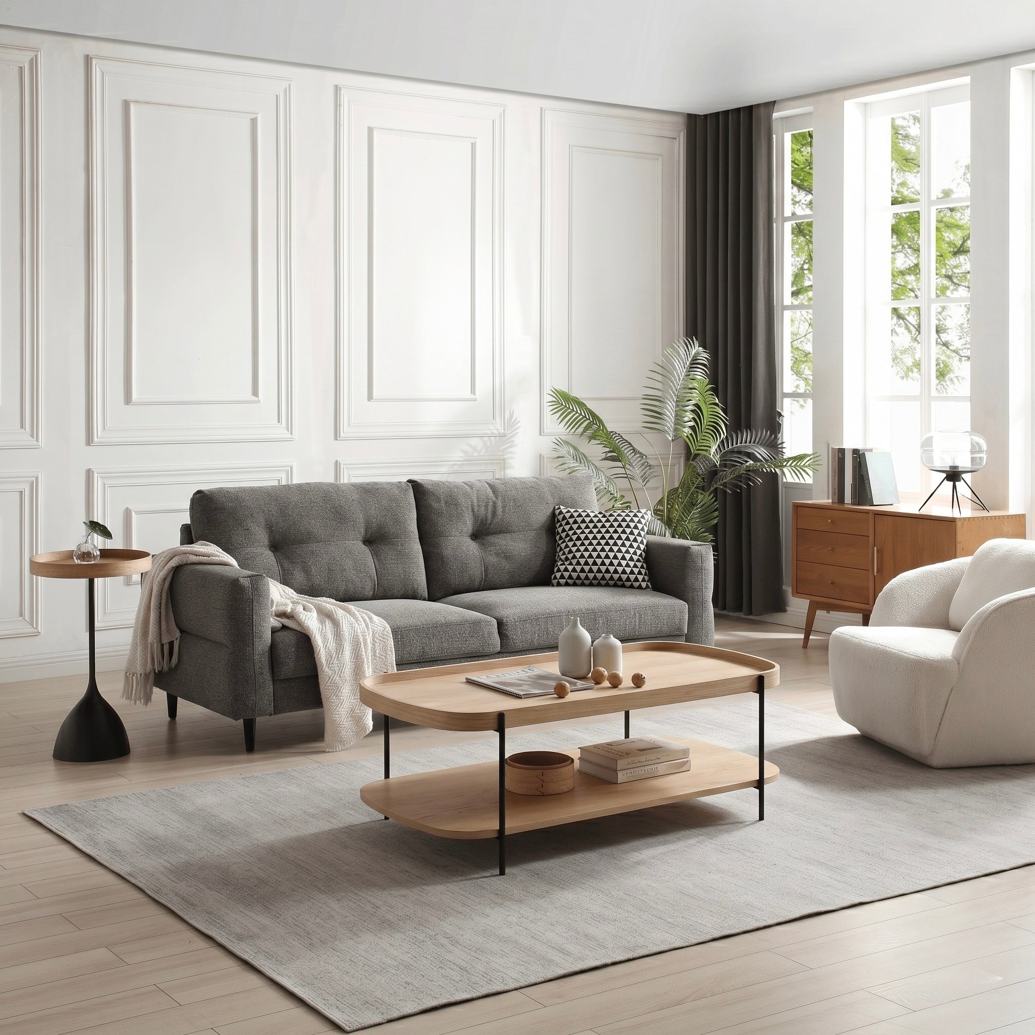 Seek & Ramble Coffee Tables Cleo Coffee Table and Side Table Natural Ash & Black Bundle