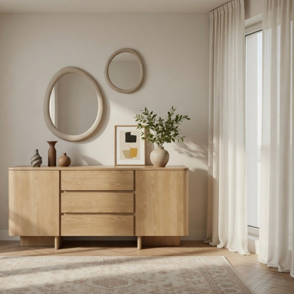 Seek & Ramble Cabinets Kiama 1.8m 2 Door 3 Drawer Buffet Natural Ash