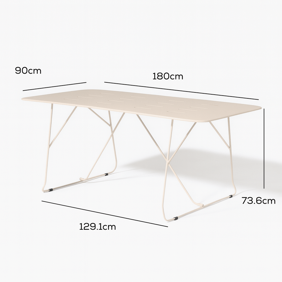 Parco Outdoor 180cm Dining Table Sand measurements