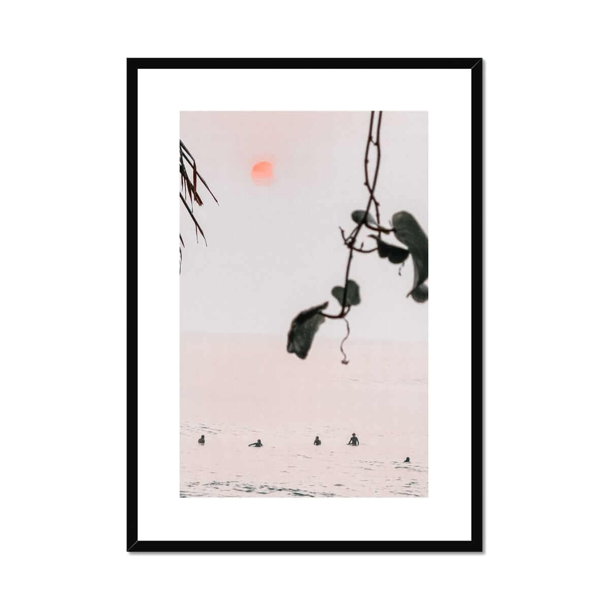 Seek & Ramble Framed A4 Portrait / Black Frame Bali Surfers Canggu Sunset Framed Print