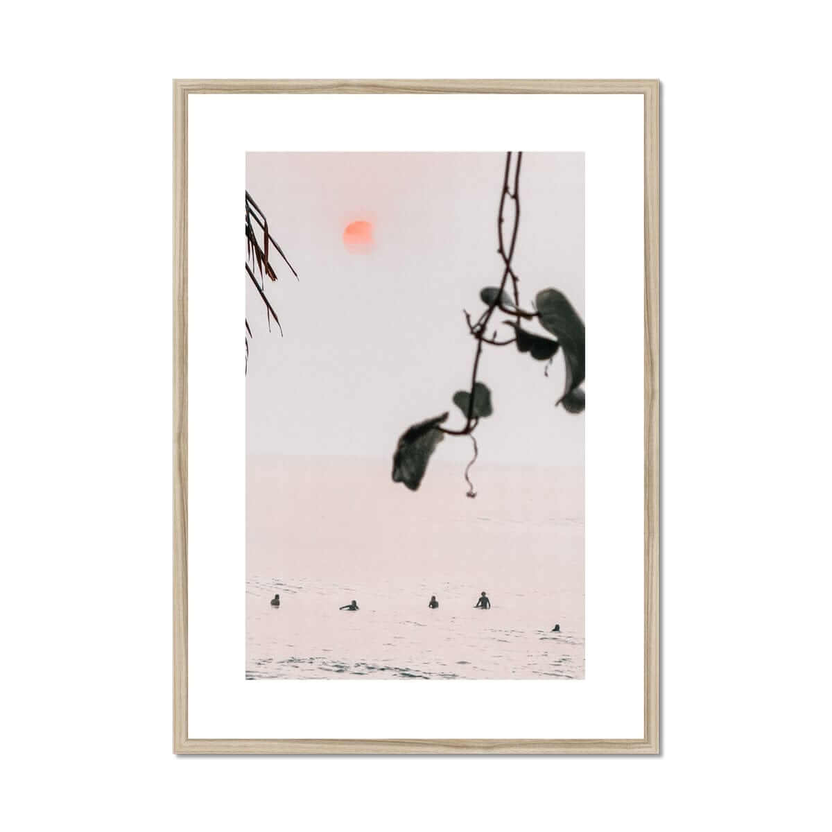 Seek & Ramble Framed A4 Portrait / Natural Frame Bali Surfers Canggu Sunset Framed Print