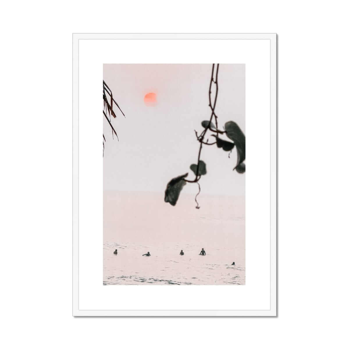 Seek & Ramble Framed A4 Portrait / White Frame Bali Surfers Canggu Sunset Framed Print