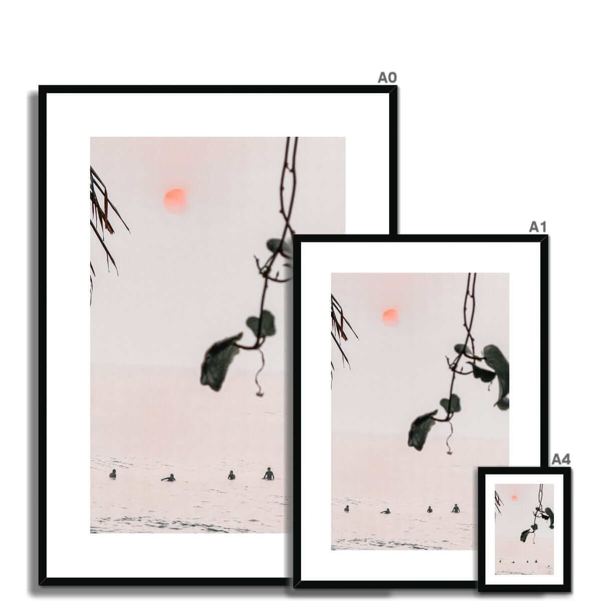 Seek & Ramble Framed Bali Surfers Canggu Sunset Framed Print