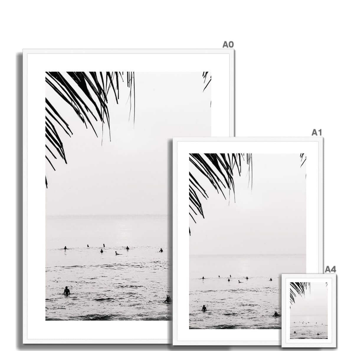 Seek & Ramble Framed Black and White Bali Canggu Surfers Framed Print