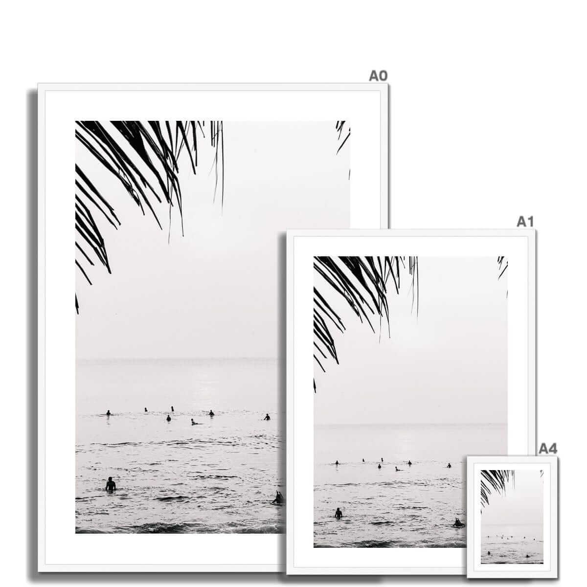 Seek & Ramble Framed Black and White Bali Canggu Surfers Framed Print