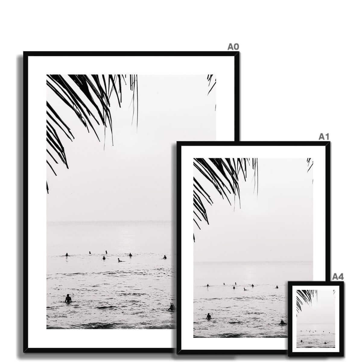 Seek & Ramble Framed Black and White Bali Canggu Surfers Framed Print