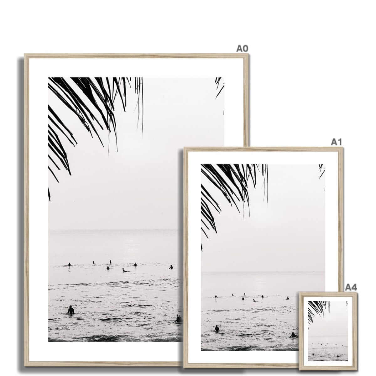 Seek & Ramble Framed Black and White Bali Canggu Surfers Framed Print