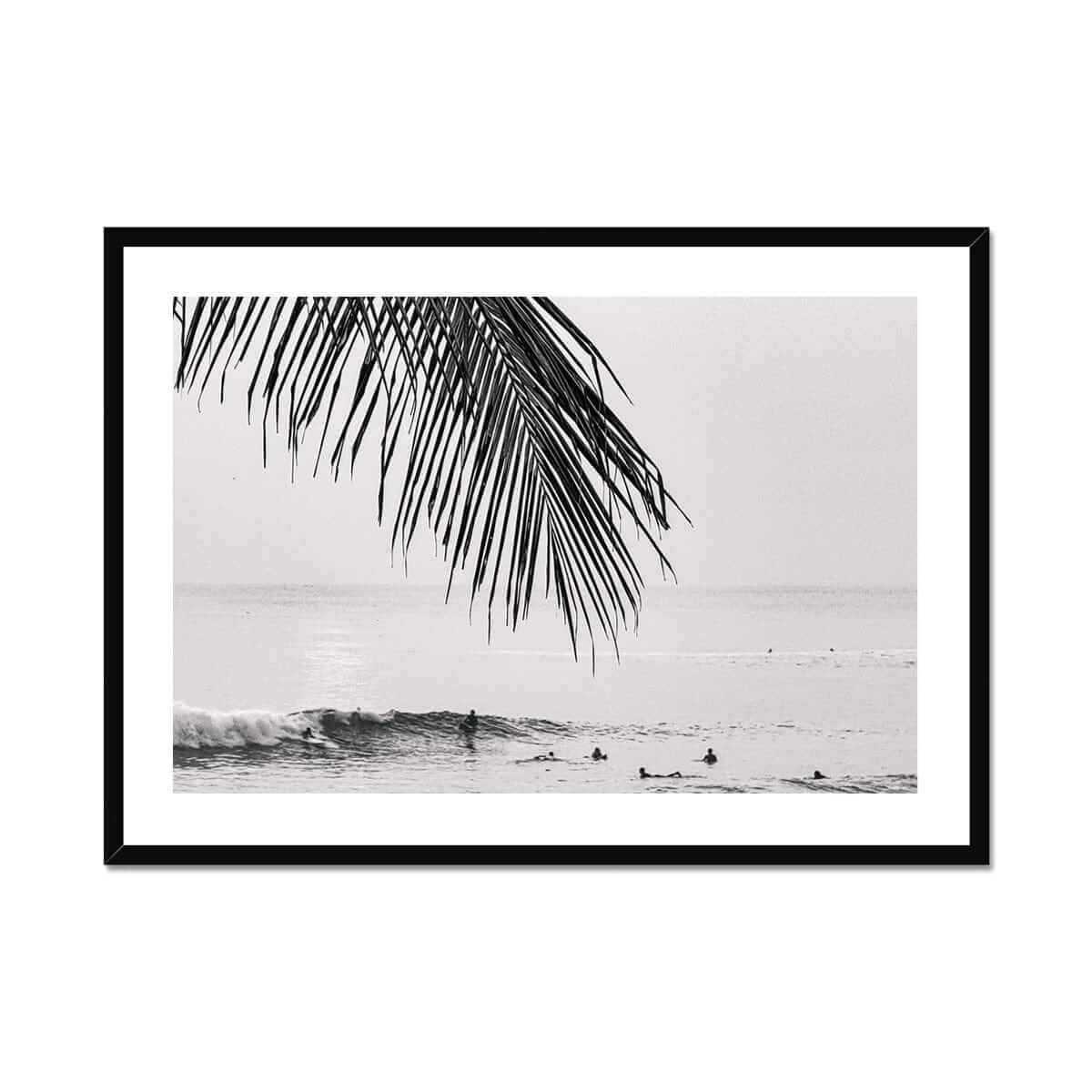 Seek & Ramble Framed Print A4 Landscape / Black Frame Black and White Bali Canggu Surfers Paradise Framed Print
