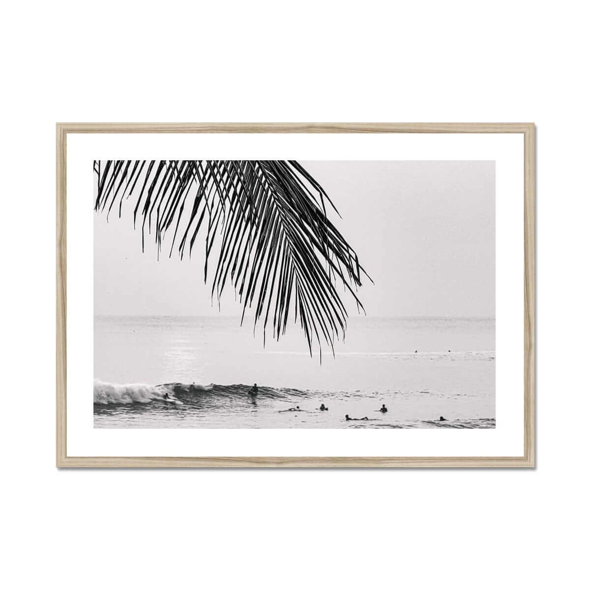 Seek & Ramble Framed Print A4 Landscape / Natural Frame Black and White Bali Canggu Surfers Paradise Framed Print