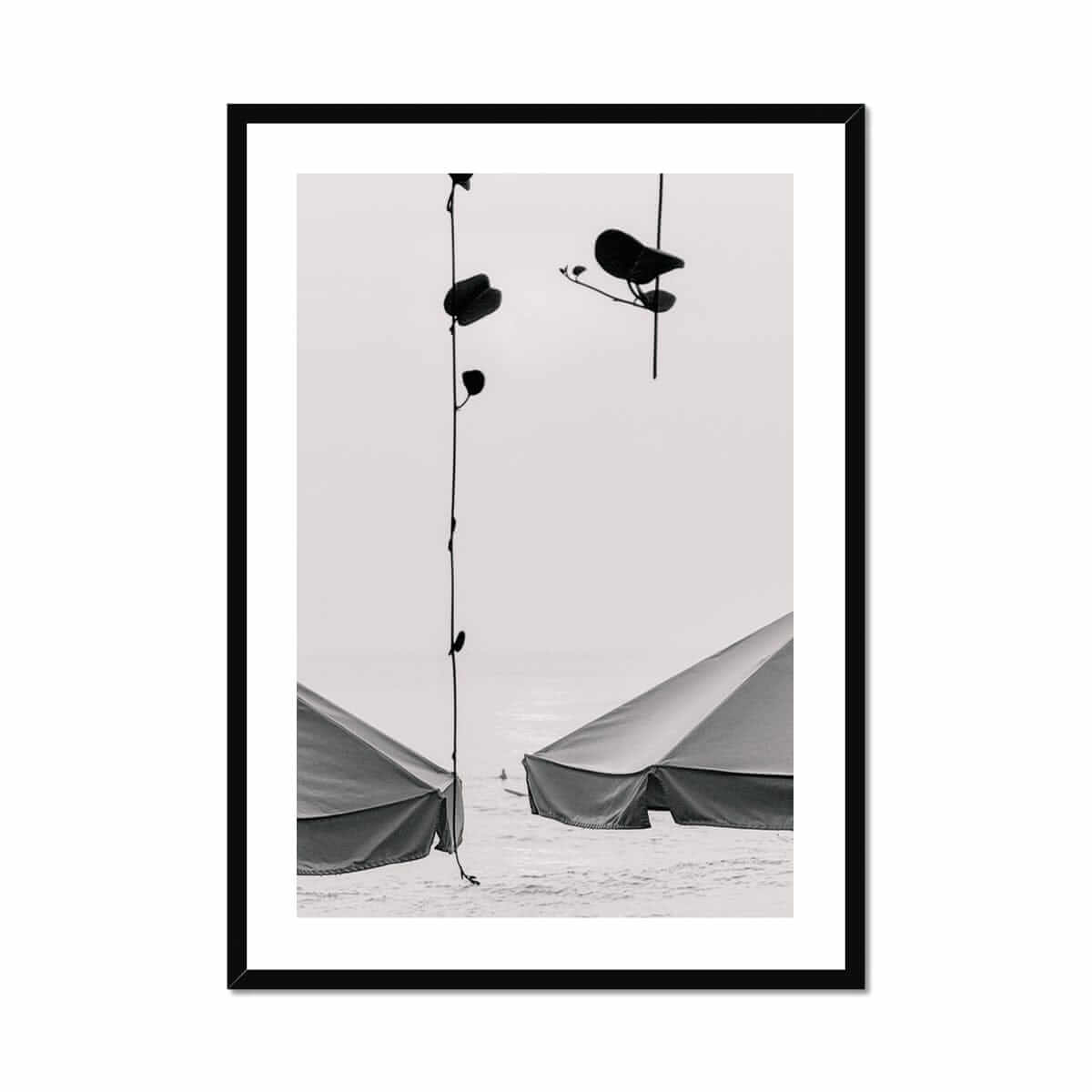 Seek & Ramble Framed A4 Portrait / Black Frame Black and White Bali Coast Framed Print