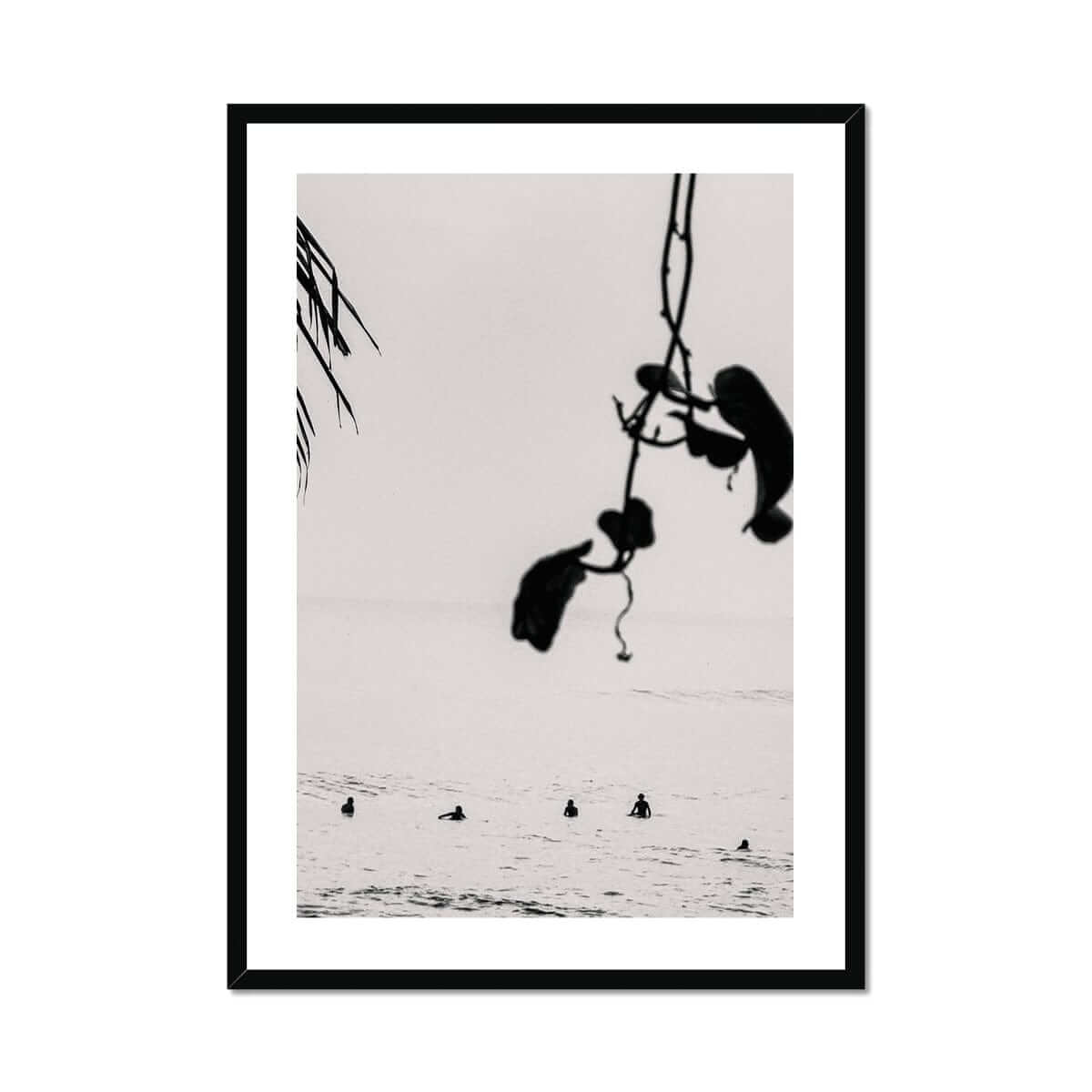Seek & Ramble Framed A4 Portrait / Black Frame Black and White Bali Coastal Tranquility Framed Print