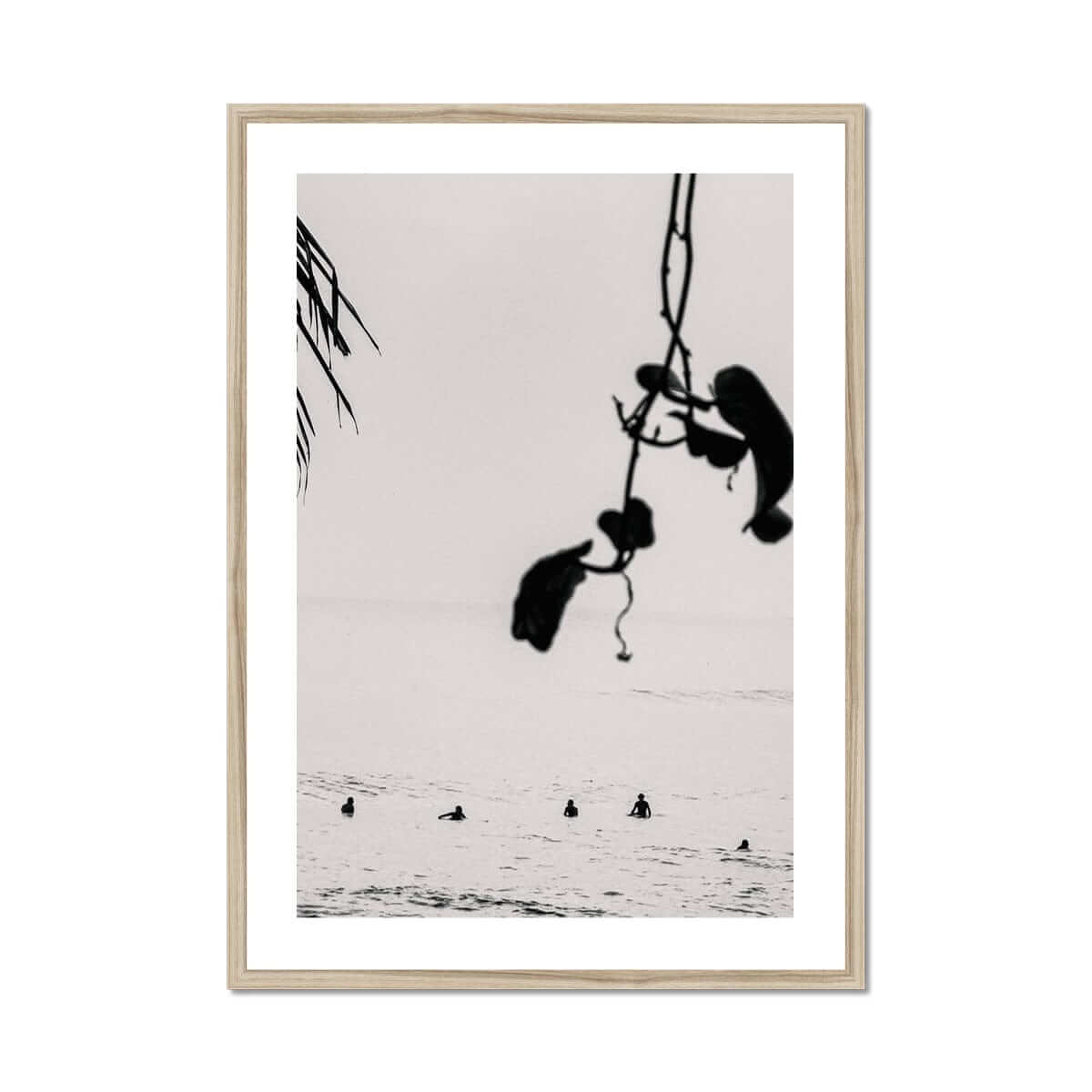 Seek & Ramble Framed A4 Portrait / Natural Frame Black and White Bali Coastal Tranquility Framed Print