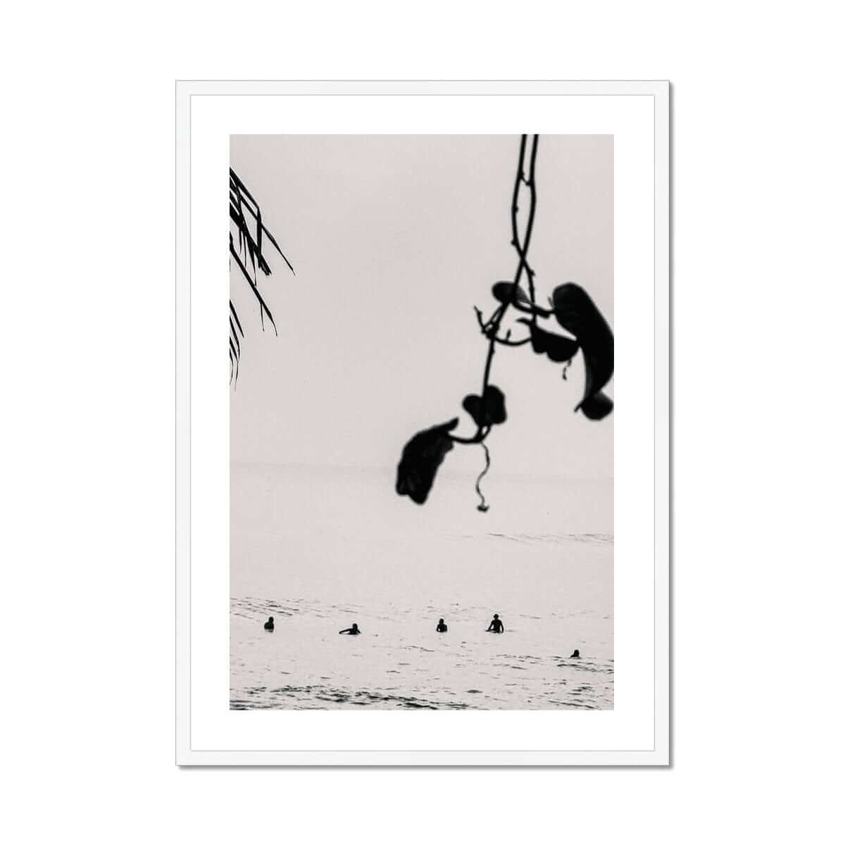 Seek & Ramble Framed A4 Portrait / White Frame Black and White Bali Coastal Tranquility Framed Print