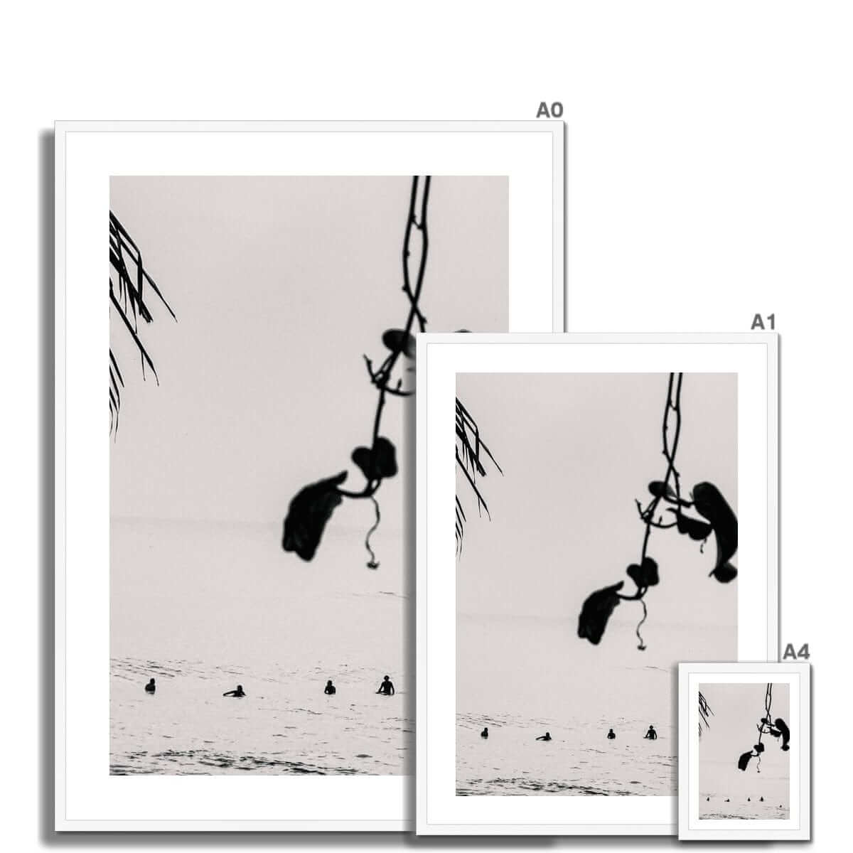 Seek & Ramble Framed Black and White Bali Coastal Tranquility Framed Print