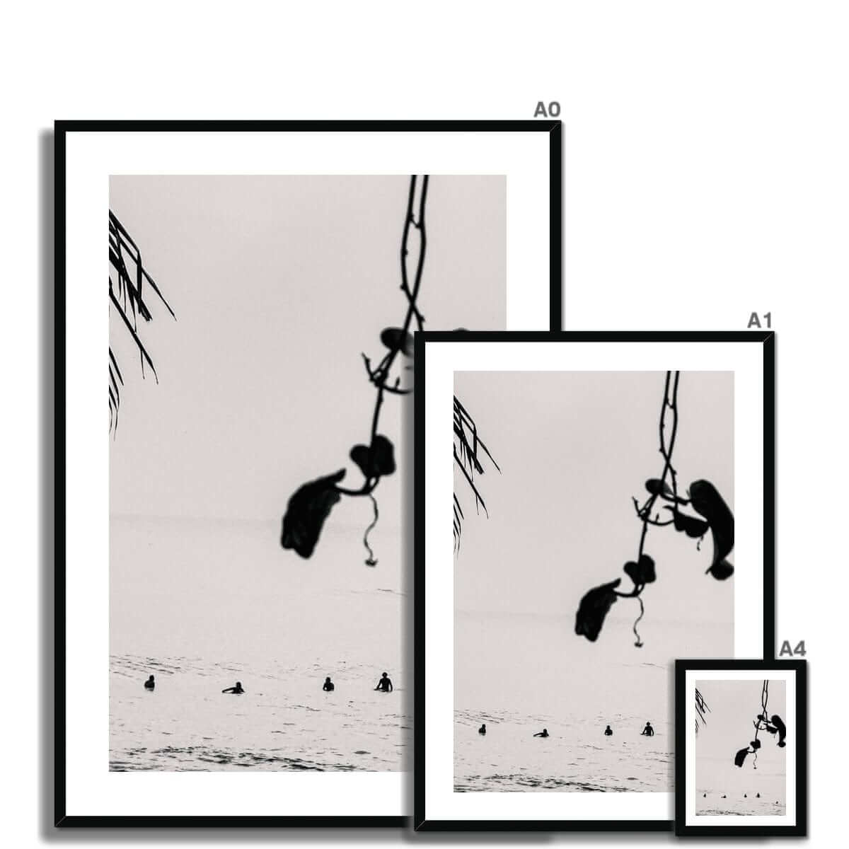Seek & Ramble Framed Black and White Bali Coastal Tranquility Framed Print