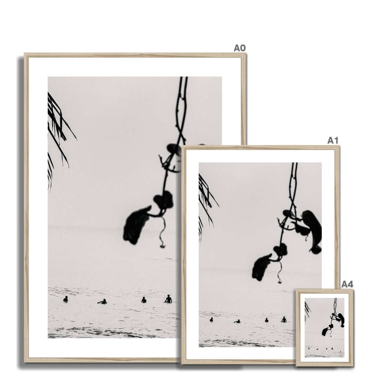 Seek & Ramble Framed Black and White Bali Coastal Tranquility Framed Print