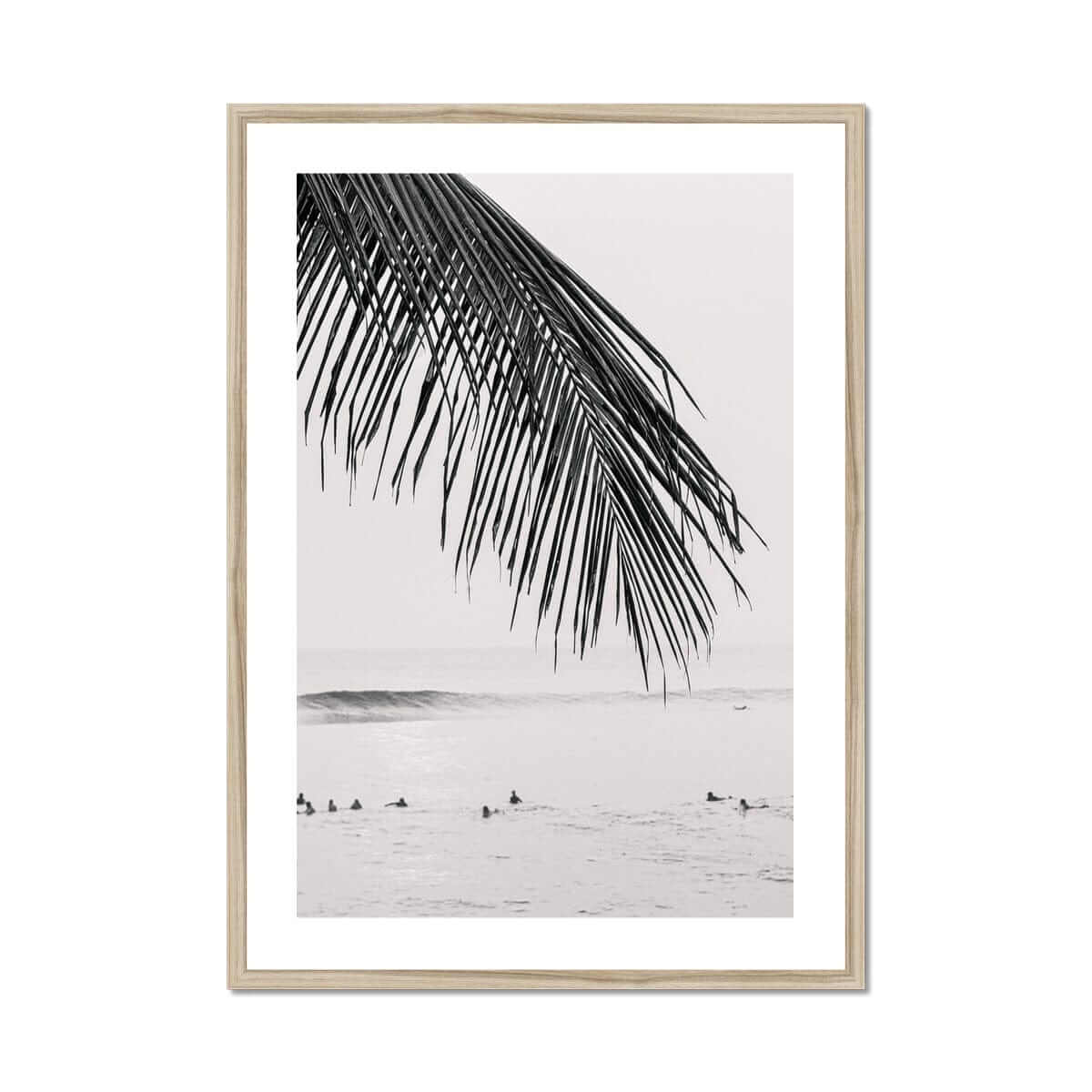Seek & Ramble Framed A4 Portrait / Natural Frame Black and White Bali Surfers Framed Print