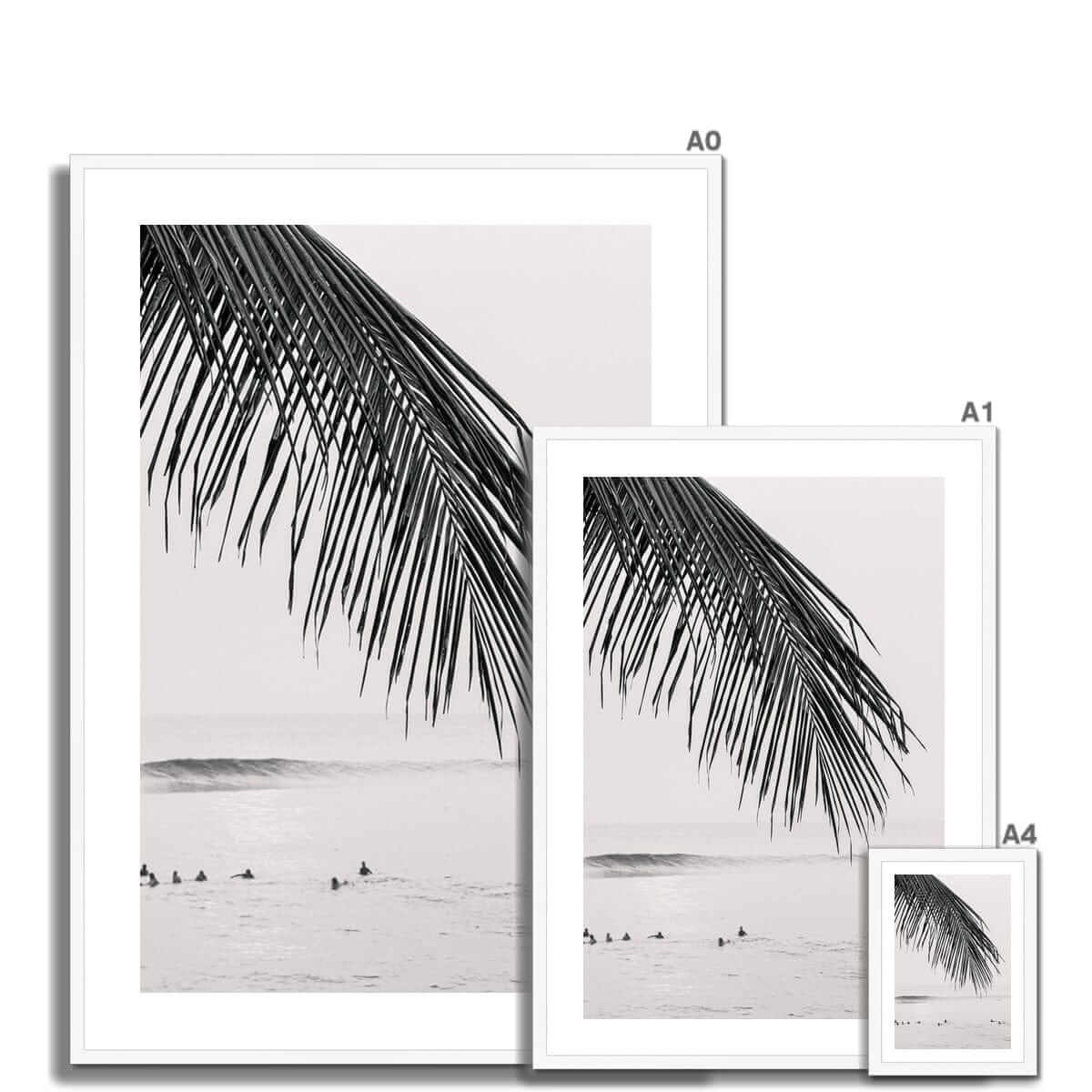 Seek & Ramble Framed Black and White Bali Surfers Framed Print