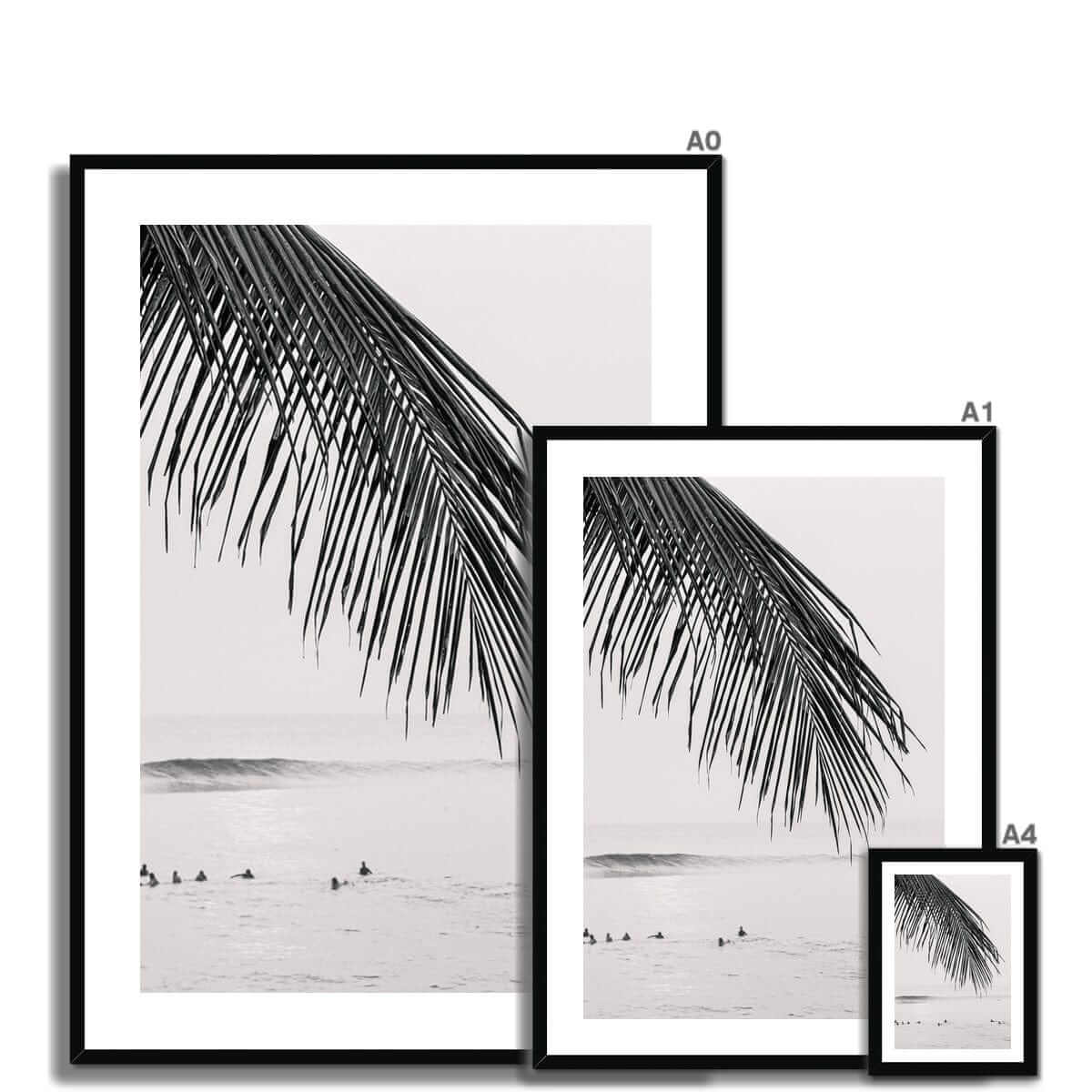 Seek & Ramble Framed Black and White Bali Surfers Framed Print