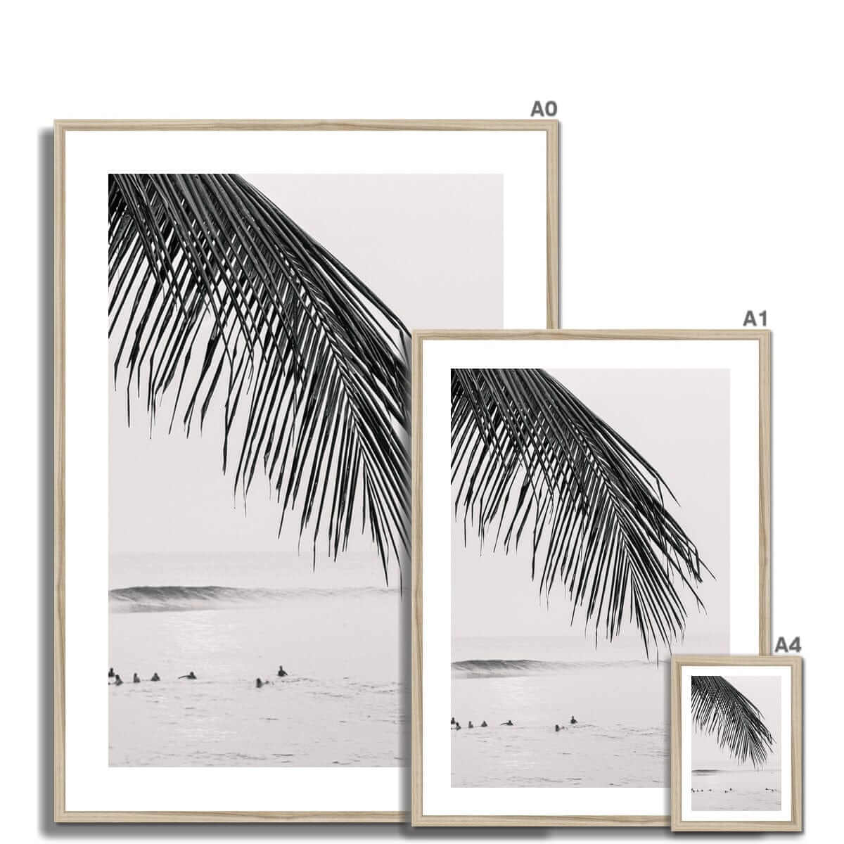 Seek & Ramble Framed Black and White Bali Surfers Framed Print