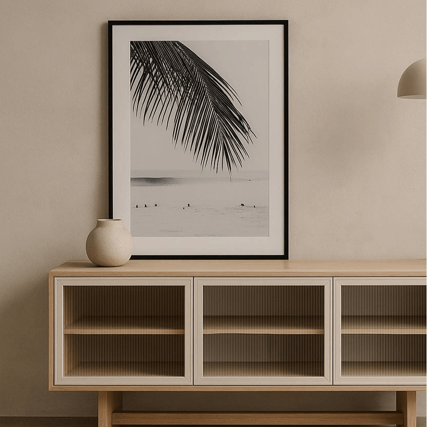 Seek & Ramble Framed Black and White Bali Surfers Framed Print