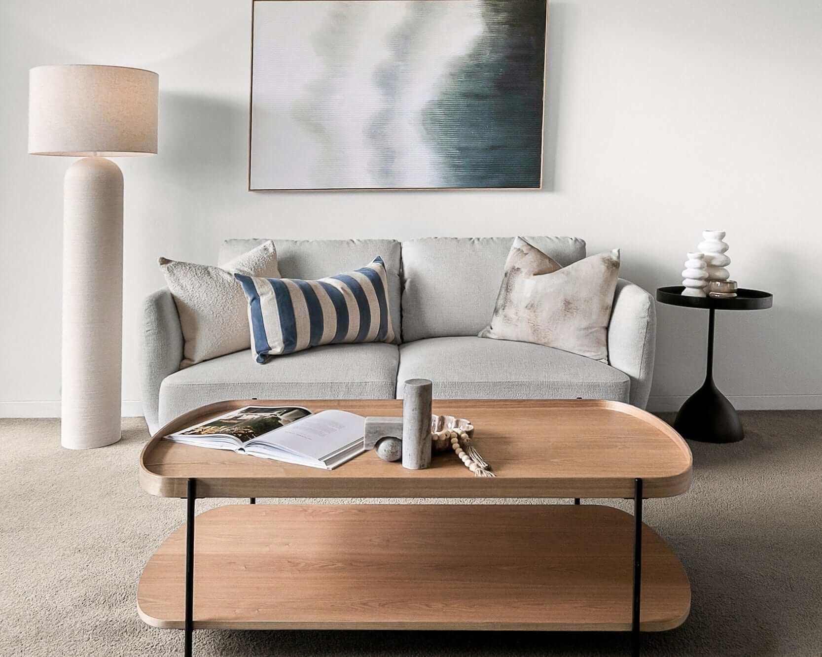 Seek & Ramble Coffee Tables Cleo 120cm Rectangle Coffee Table Natural Ash With Storage Shelf