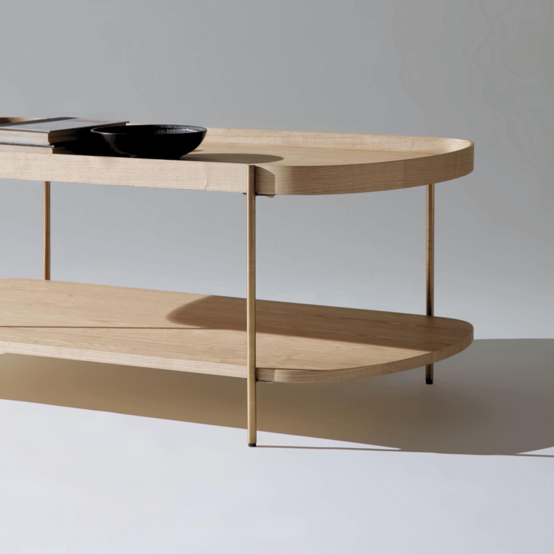 Seek & Ramble Coffee Tables Cleo 120cm Rectangle Coffee Table Natural Ash With Storage Shelf