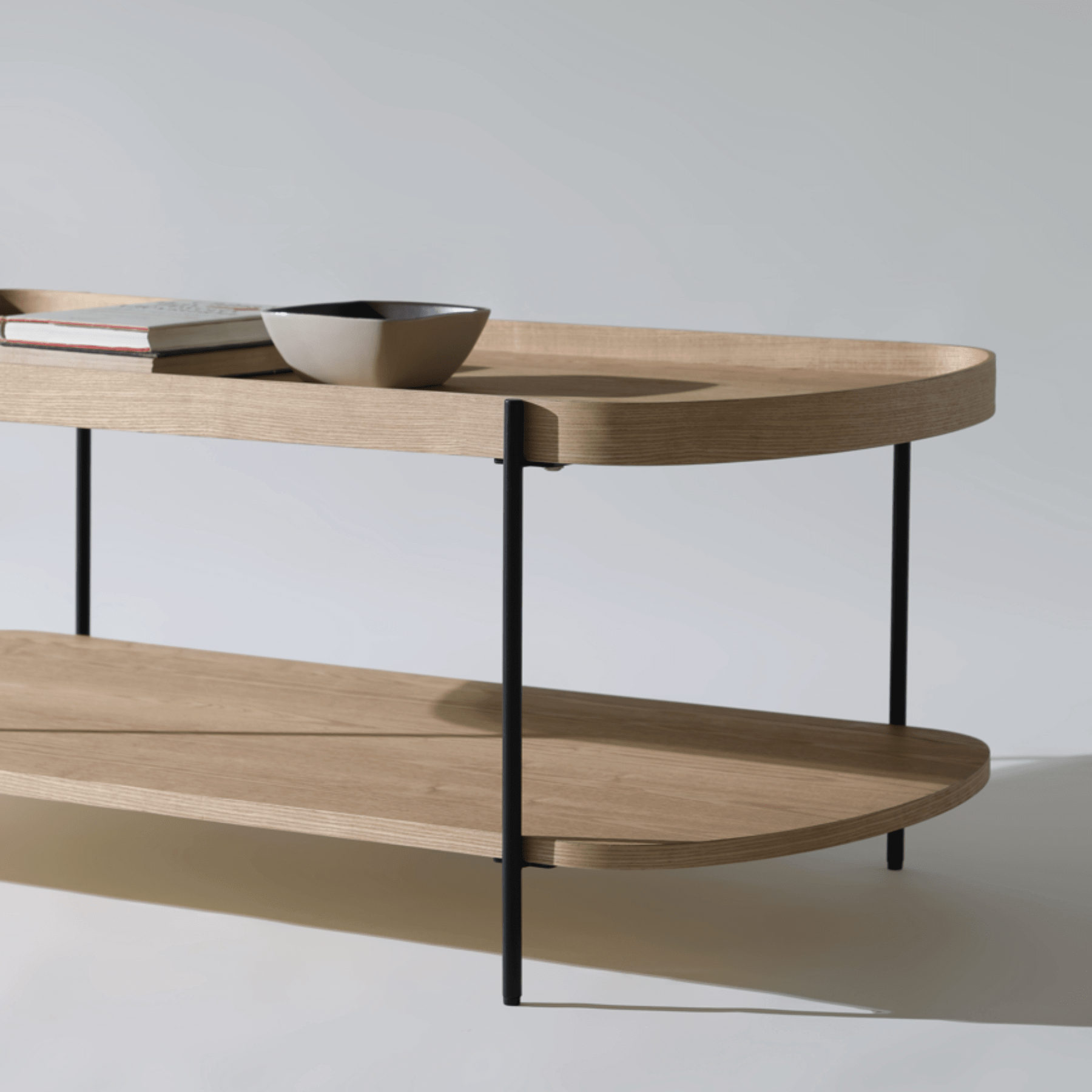 Seek & Ramble Coffee Tables Cleo 120cm Rectangle Coffee Table Natural Ash With Storage Shelf