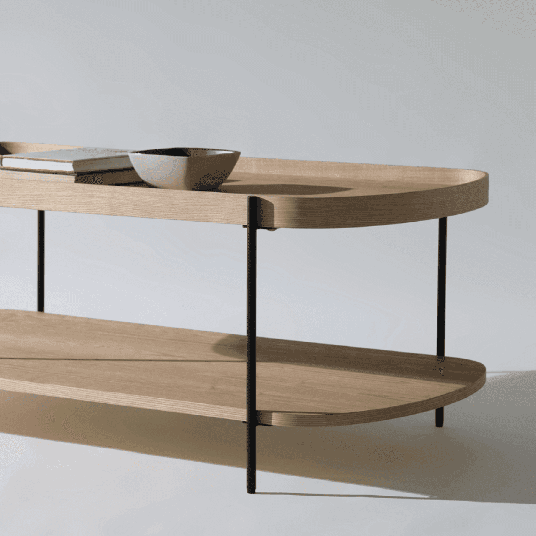 Seek & Ramble Coffee Tables Cleo 120cm Rectangle Coffee Table Natural Ash With Storage Shelf