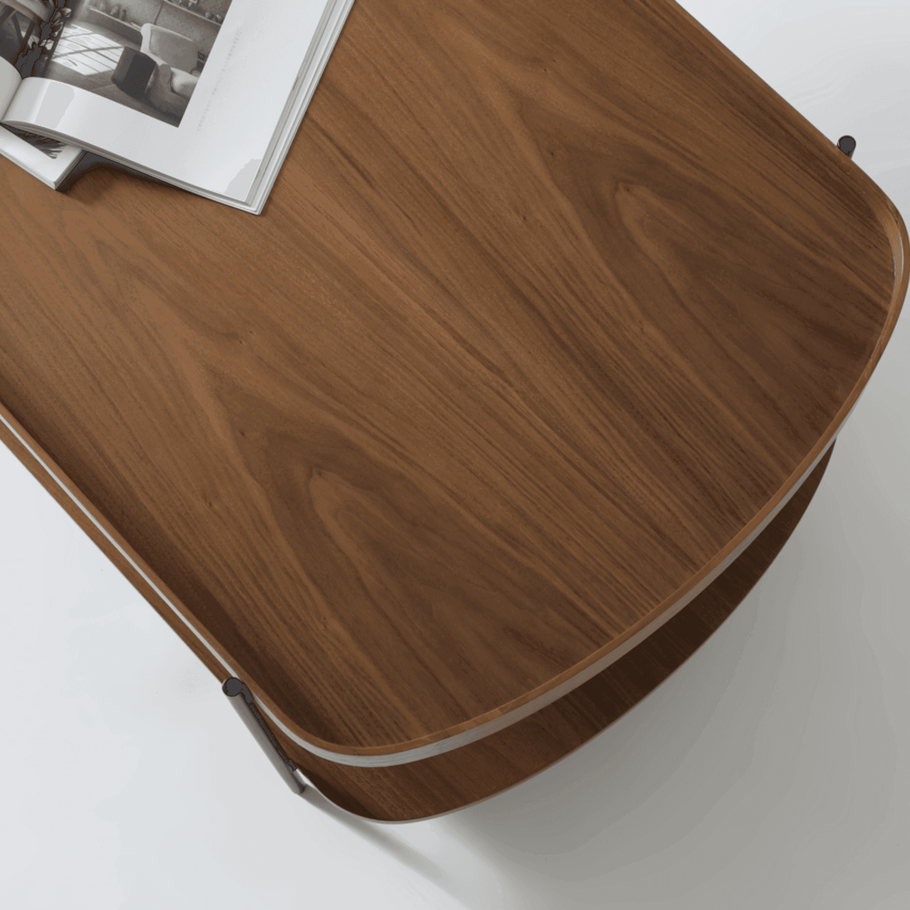 Seek & Ramble Coffee Tables Cleo 120cm Rectangle Coffee Table Walnut With Storage Shelf Gold or Black Leg