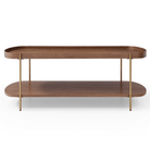Seek & Ramble Coffee Tables Cleo 120cm Rectangle Coffee Table Walnut With Storage Shelf Gold or Black Leg