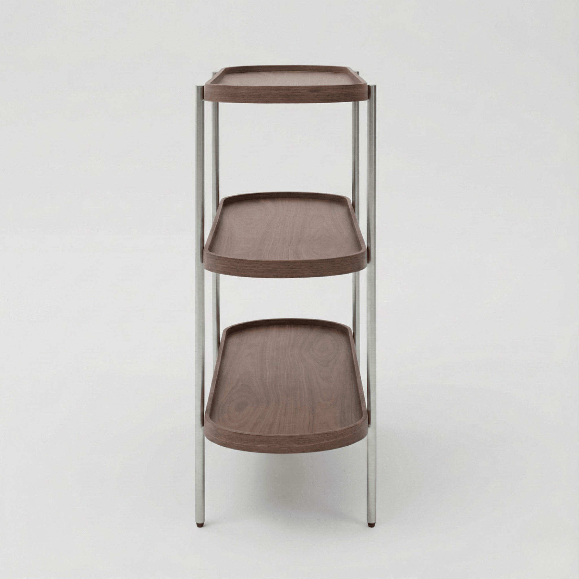 Seek & Ramble Shelving Cleo 3 Tier Bookshelf/Console Walnut & Brushed Stainless Steel Legs