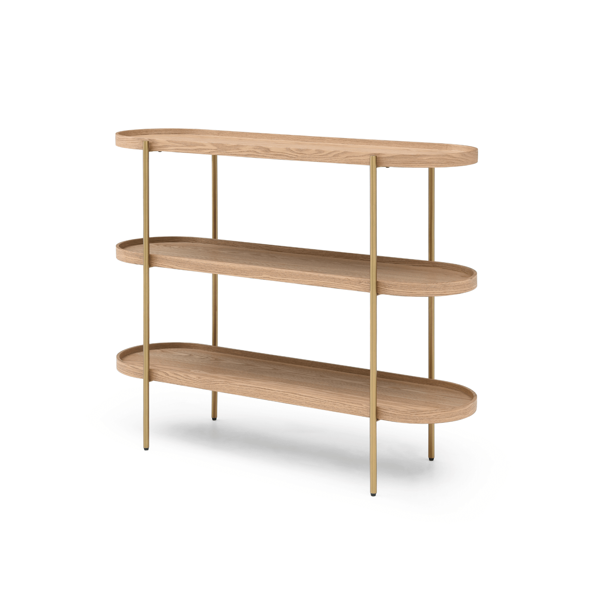 Seek & Ramble Shelving Gold Frame Cleo 3 Tier Shelf 120cm x 80cm Bookcase/Console Ash Black Frame