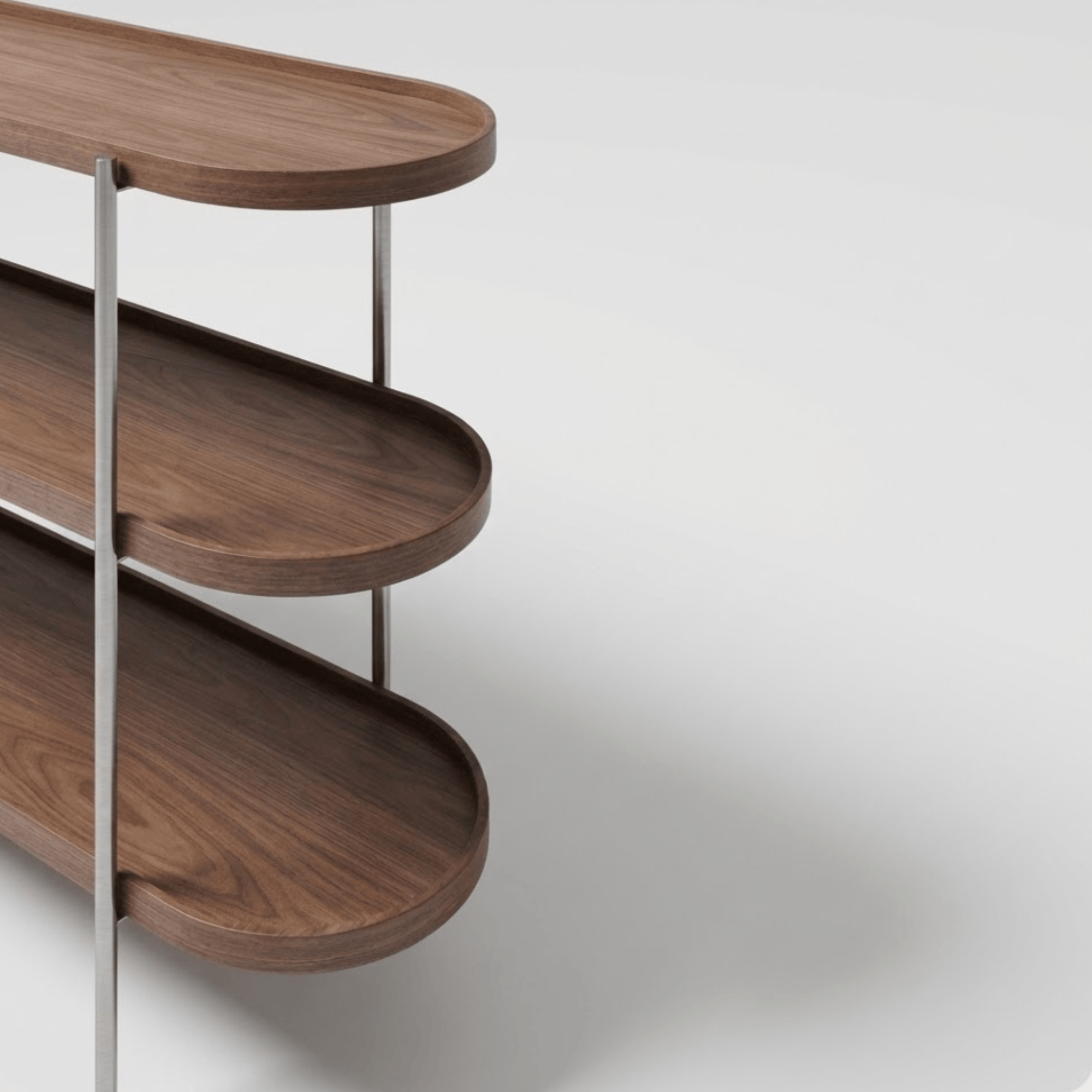 Seek & Ramble Shelving Cleo 3 Tier Shelf 120cm x 80cm Bookcase/Console Walnut & Brushed Steel Frame