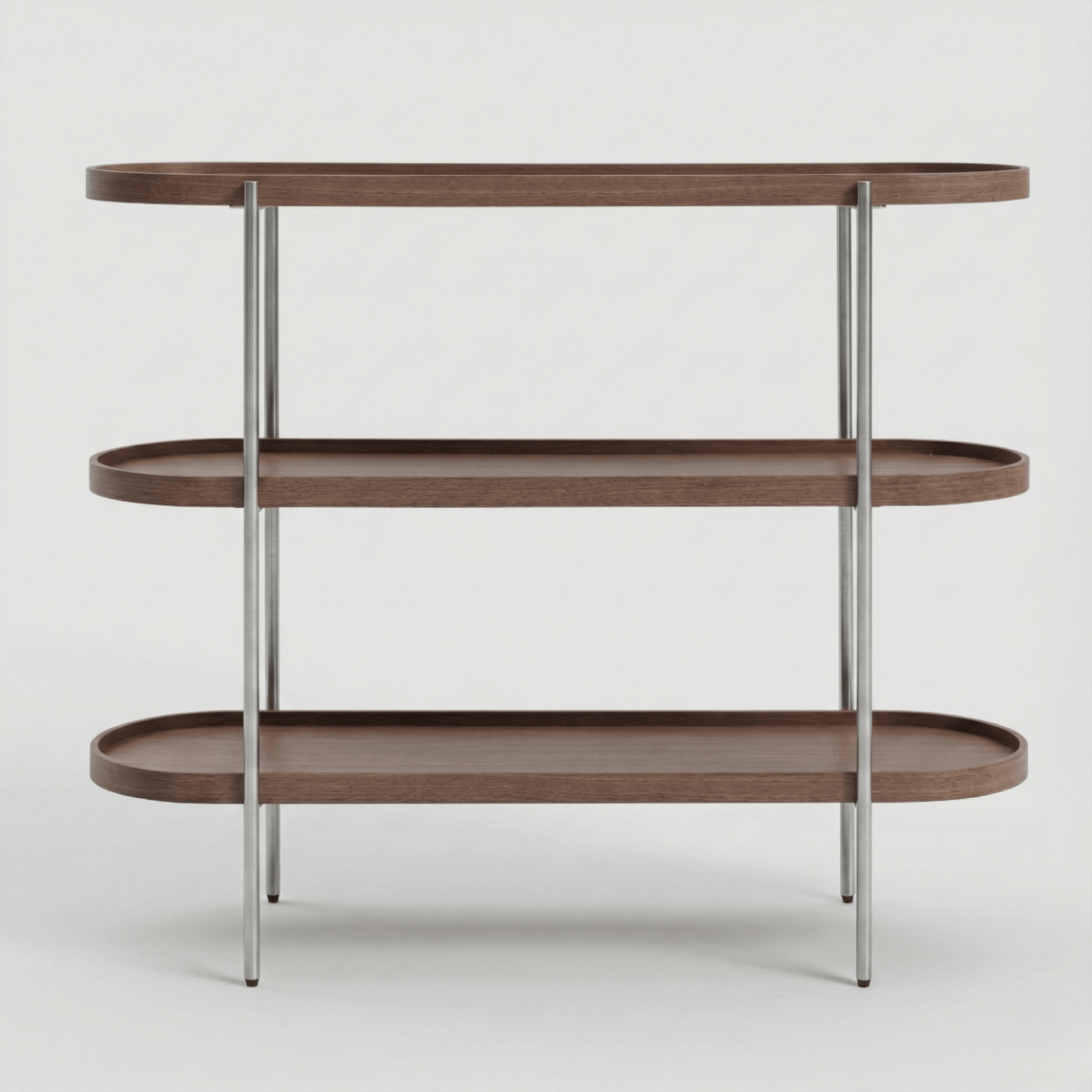 Seek & Ramble Shelving Cleo 3 Tier Shelf 120cm x 80cm Bookcase/Console Walnut & Brushed Steel Frame