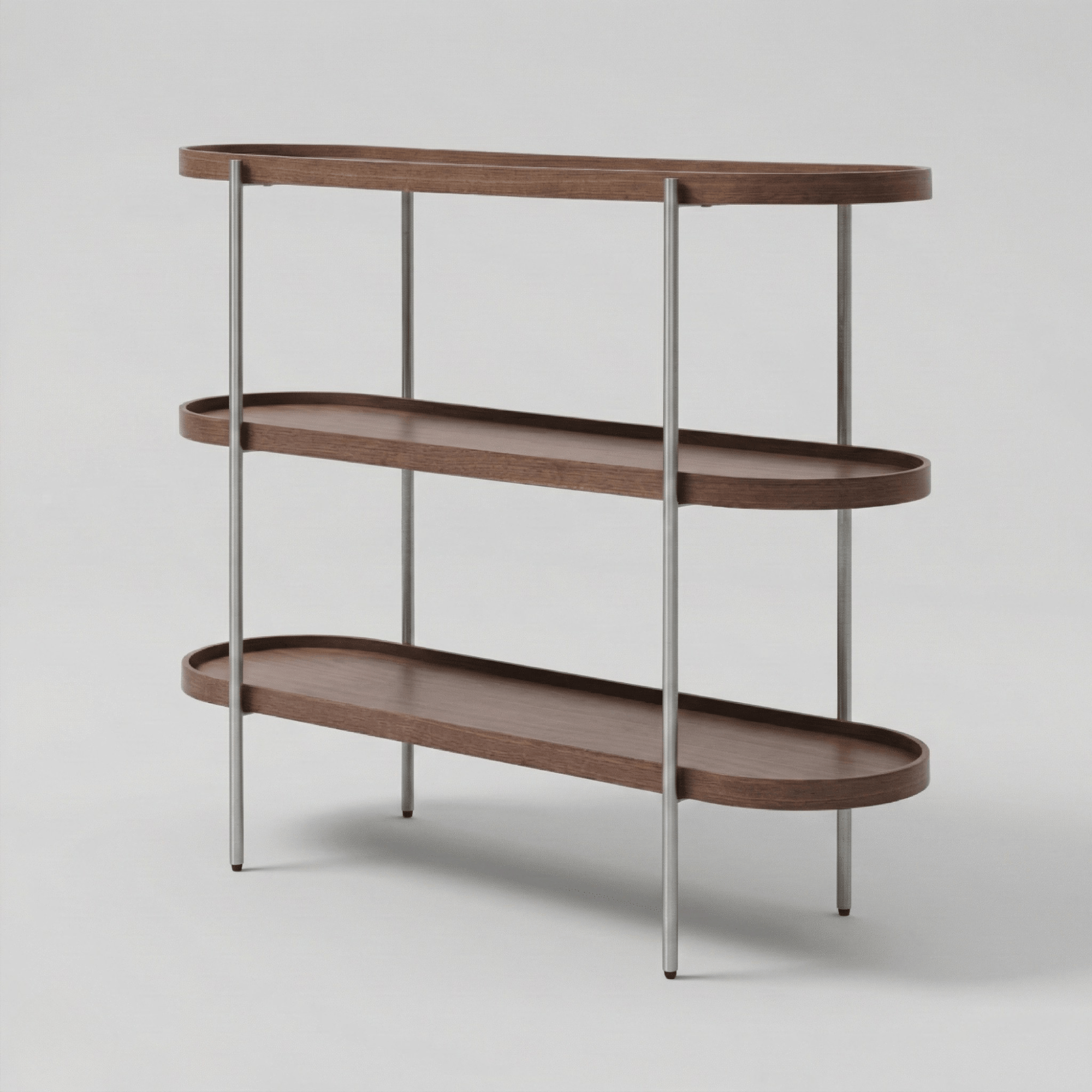 Seek & Ramble Shelving Cleo 3 Tier Shelf 120cm x 80cm Bookcase/Console Walnut & Brushed Steel Frame