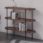 Seek & Ramble Shelving Cleo 3 Tier Shelf 120cm x 80cm Bookcase/Console Walnut Gold or Black Frame