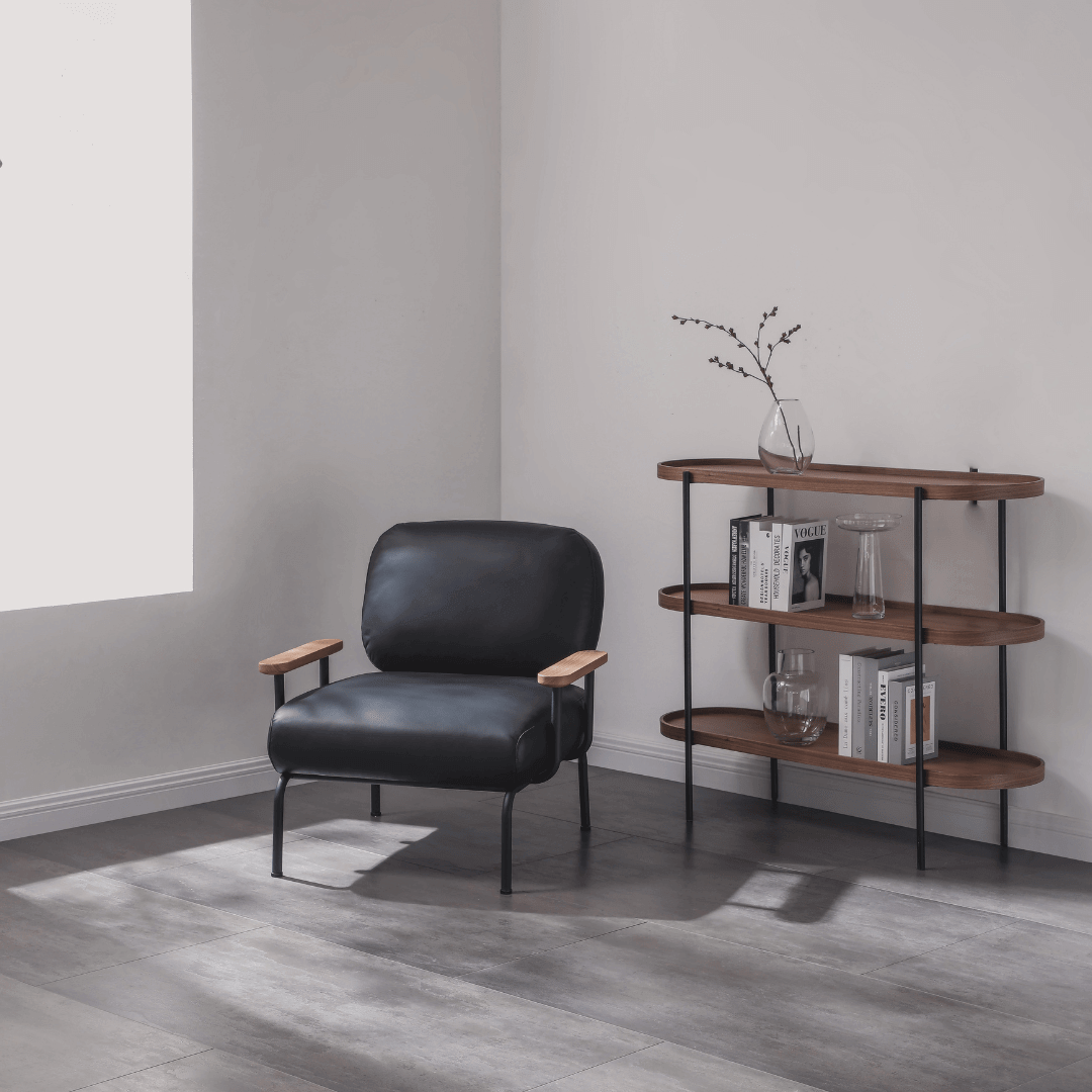 Seek & Ramble Shelving Cleo 3 Tier Shelf 120cm x 80cm Bookcase/Console Walnut Gold or Black Frame