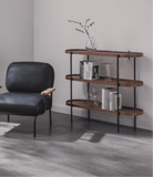 Seek & Ramble Shelving Cleo 3 Tier Shelf 120cm x 80cm Bookcase/Console Walnut Gold or Black Frame